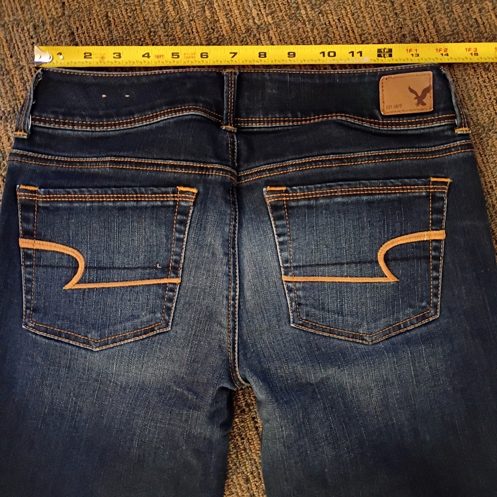 American Eagle Outfitters Women's Dark Wash, Kick Boot. Size 4 Long